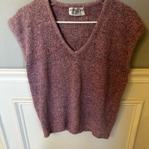 Vintage Silk and Linen Blend V-Neck Sweater in Heathered Purple Size Small